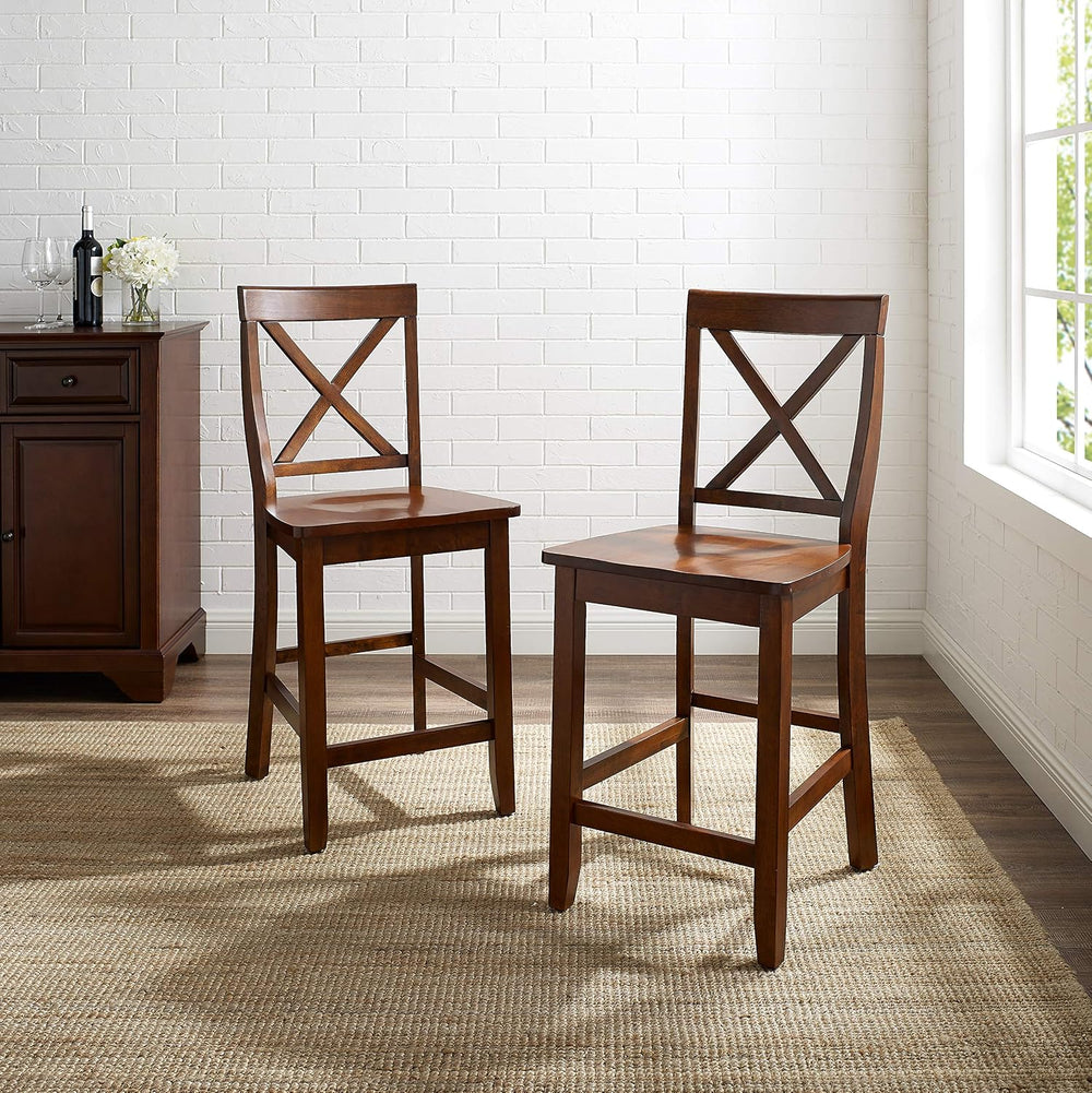 Crosley Furniture X-Back Wood Counter Stools, Set of 2, 24"