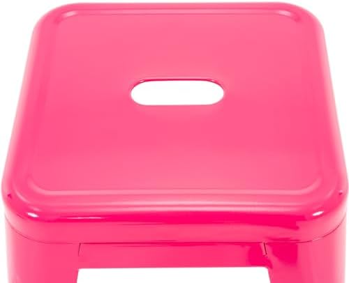18 Inch Metal Stools Set of 2, Stackable for Indoor Outdoor, Hot Pink