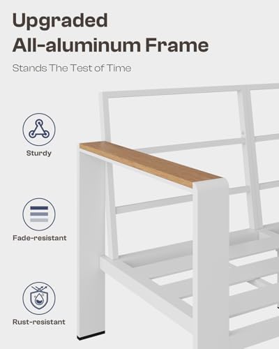 Aluminum Outdoor Patio Furniture Set with Coffee Table, 4 Piece Outdoor Conve...