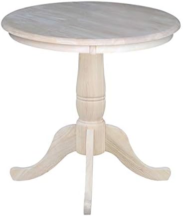 IC International Concepts, 30" Round Top Pedestal Dining Table, Solid Re...