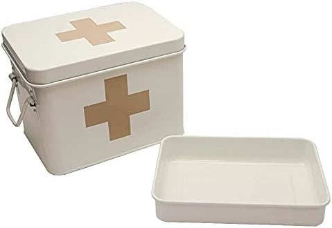 Lassos Boutique Retro Enameled First Aid Box for Medicine Storage and Home De...