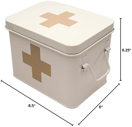 Lassos Boutique Retro Enameled First Aid Box for Medicine Storage and Home De...