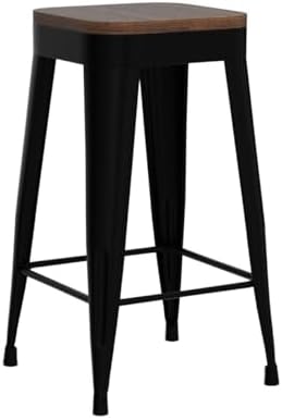 Bar Stools Set of 4 Metal Bar Stool Counter Height Bar Stools Black, Modern 2...