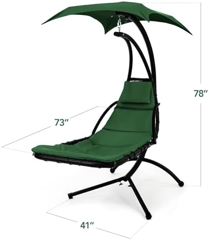 Best Choice Products Hanging LED-Lit Curved Chaise Lounge Chair Swing for Bac...