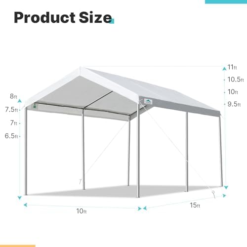 ADVANCE OUTDOOR Adjustable 10x15 ft Heavy Duty Carport Car Canopy Garage Boat...