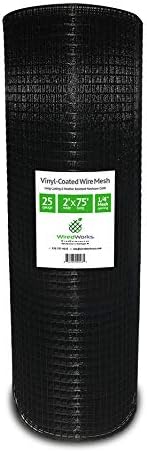 25 Gauge Vinyl Coated Wire Mesh Roll, Hardware Cloth (75' x 2' x 1/4&...