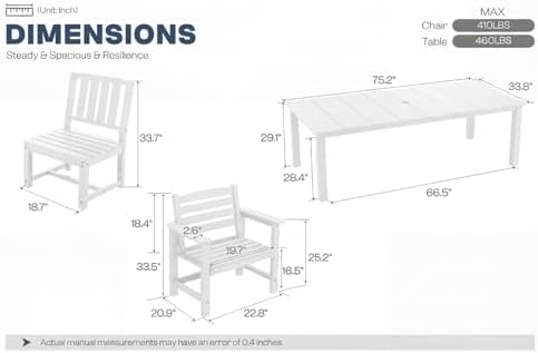 Perli™ 7-Piece Outdoor Dining Set, All-Weather HDPE Patio Table and 6 Chairs ...