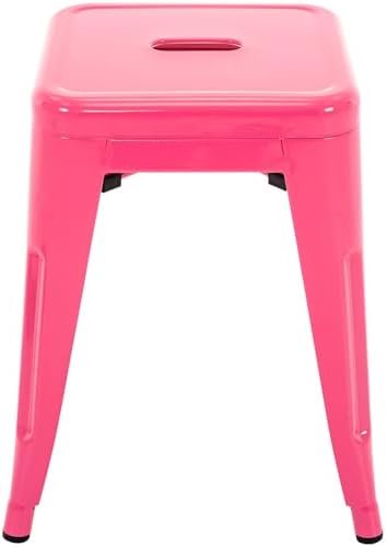18 Inch Metal Stools Set of 2, Stackable for Indoor Outdoor, Hot Pink