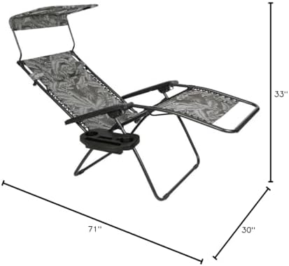 Bliss Hammocks XL Zero Gravity Lounge Chair, Platinum Flower, 30" Wide