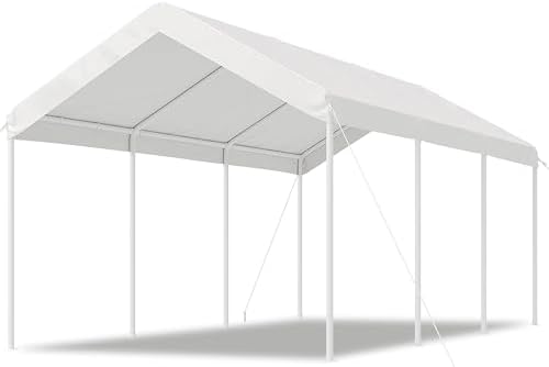 Aoxun 10x20 FT Carport, Heavy Duty Car Canopy Portable Garage, White
