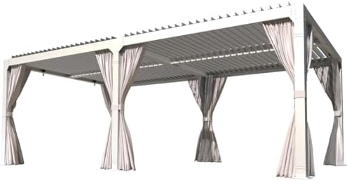 YOLENY Louvered Pergola 12x24, All Aluminum Pergola with Adjustable Rainproof...