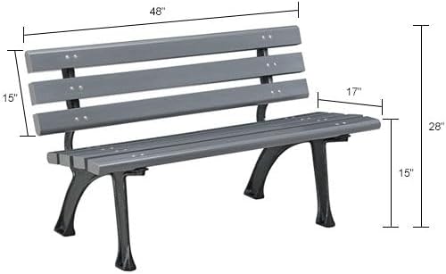 Global Industrial 4'L Outdoor Park Bench with Backrest, Recycled Plastic ...