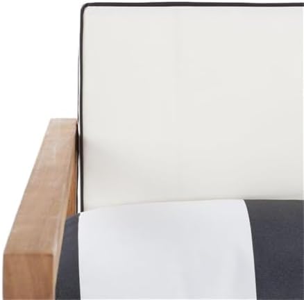 SAFAVIEH Outdoor Collection Montez Natural/ White Cushions/ Striped Bolster P...