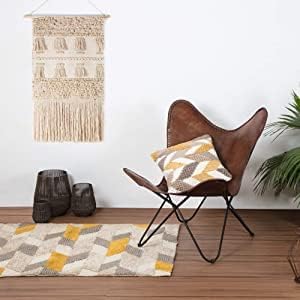 Indian Hando Art Vintage Brown Leather & Arm Butterfly Chair | Genuine Ta...