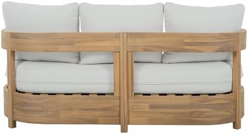 SAFAVIEH Outdoor Kento 3-Seat Sofa, 65.7" Oak & Ivory PAT7098B