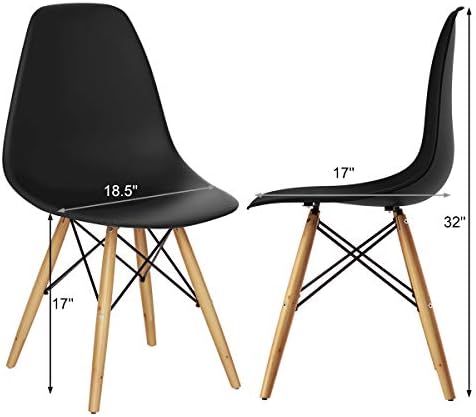 GIANTEX Dining Chairs Set of 4 Black, Mid Century Modern Dining Chairs