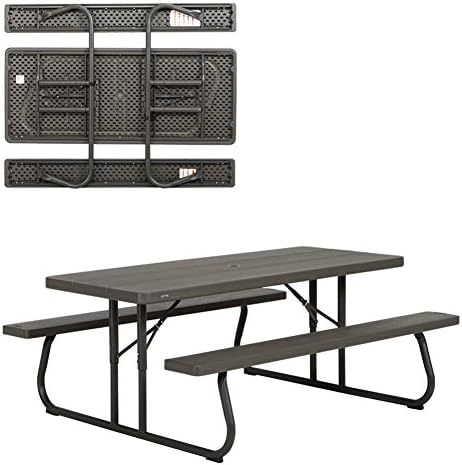 Lifetime 60112 6-Foot Picnic Table, Seats 8, Brown Plastic Top, All-Weather S...