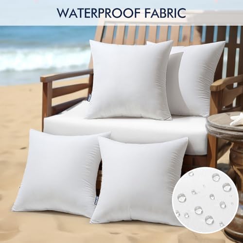 MIULEE 20x20 Inch Outdoor Pillow Inserts, Pack of 4 Waterproof Pillows
