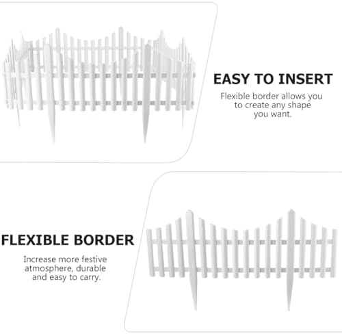 5 Pcs Flexible Picket Fence Garden Border, Plastic Decorative Landscape Edgin...
