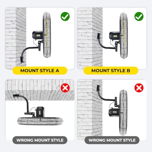 FUGOO 20 Inch Outdoor Wall-Mounted Fan, 4000 CFM, IP54, Oscillating
