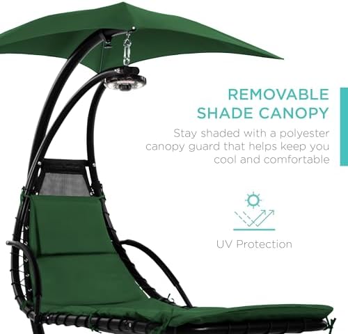 Best Choice Products Hanging LED-Lit Curved Chaise Lounge Chair Swing for Bac...