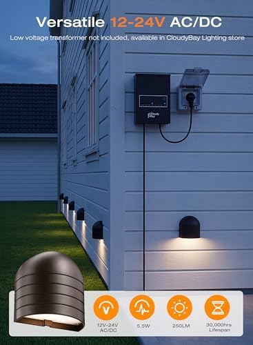 [12 Pack] CLOUDY BAY Low Voltage Fence Lights,12-24V AC/DC 5.5W LED Deck Ligh...