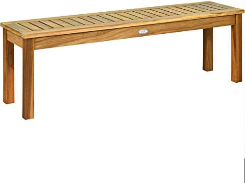 Tangkula 52 Inches Acacia Wood Outdoor Bench for Dining Room, Entryway, Pools...