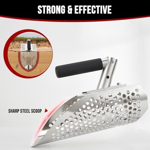 Sand Scoop for Metal Detecting, Metal Detector Scoop with Long Fiberglass Han...
