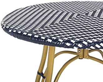SAFAVIEH Outdoor Kylie Wicker Patio Bistro Table, 31.5" Navy/White PAT4011A