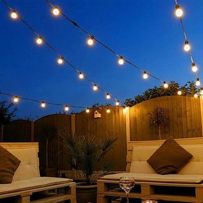 Outdoor String Light 50FT Patio Black with 52 Shatterproof G40 LED Clear Glob...