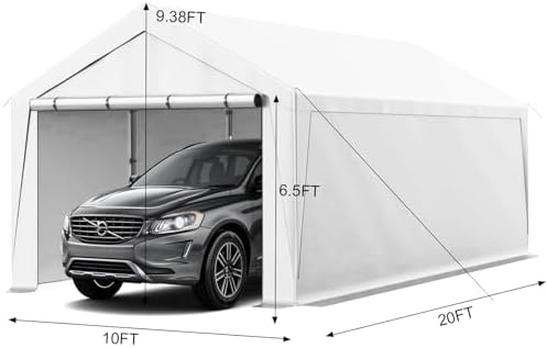 Carport 10x20ft Heavy Duty Canopy Storage Shed,Portable Garage Party Tent,Por...