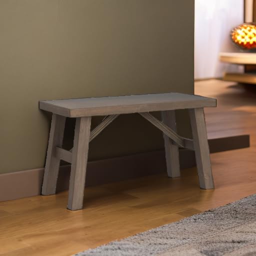 Wnutrees Sawmill Solid Wood Bench, 30" Farmhouse Entryway Bench, Natural