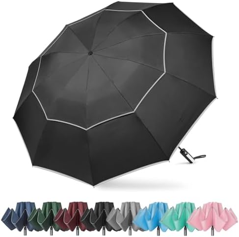 G4Free 54/62 Inch Large Inverted Golf Umbrella Windproof Reflective Stripe