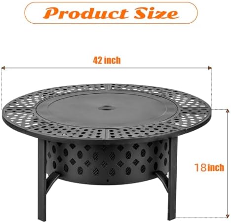 OutVue 42 Inch Fire Pit with 2 Grills, Lid, Poker
