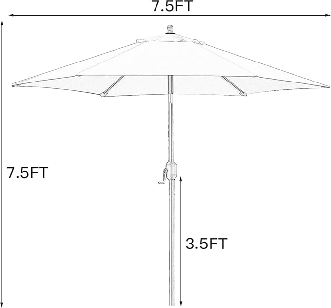 Sunnyglade 7.5' Patio Umbrella Outdoor Table Market Umbrella with Push Bu...