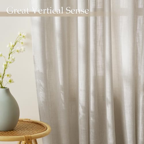 NICETOWN Faux Linen Curtains 2 Panels Set for Bedroom/Living Room 96 inch Lon...