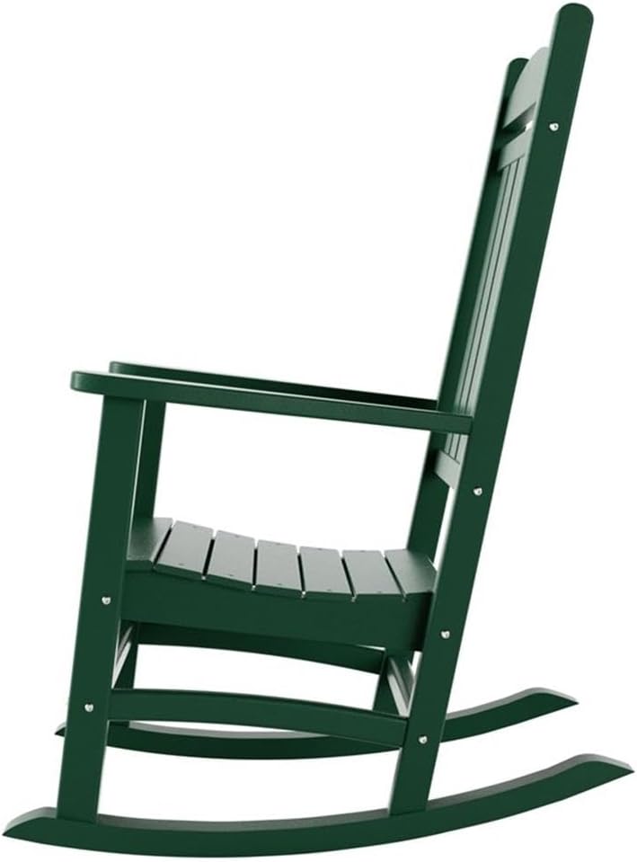 Oversized Outdoor Rocking Chair, High Back Porch Rocker Chair, HDPE All Weath...
