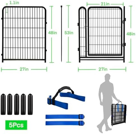 Tall Garden Fence Animal Barrier, 48 in(H) Fencing for Garden Beds, 4 Panels ...
