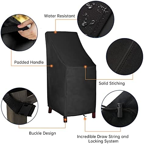 Stackable Patio Chair Covers, High Back Outdoor Chair Covers, 600D Heavy Duty...