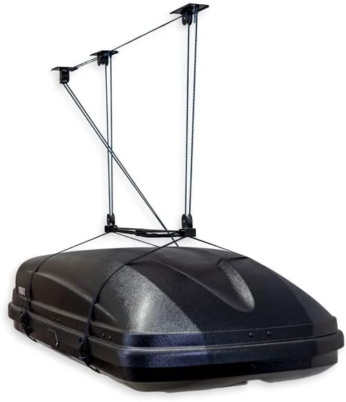 Teal Triangle Cargo Box Hoist, Garage Pulley Lift System, Holds 150 lb
