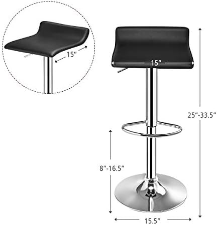 COSTWAY Set Swivel Bar Stools Adjustable Contemporary Modern Design Chrome Hy...