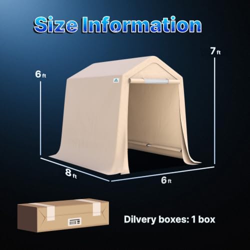 ADVANCE OUTDOOR 6x8 ft Outdoor Portable Storage Shelter Shed with 2 Roll up Z...