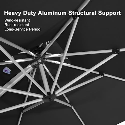PURPLE LEAF Cantilever Outdoor Umbrella 9' x 9' Square Double Top, Black
