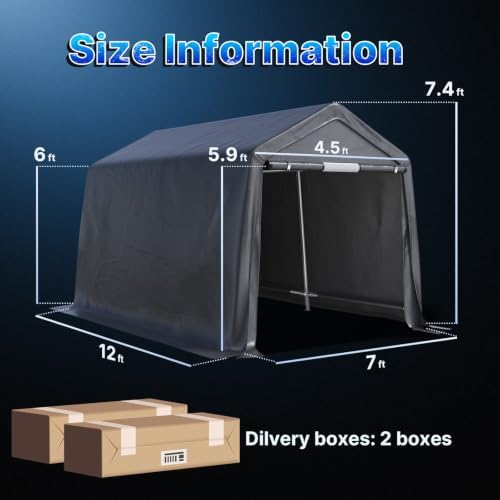 ADVANCE OUTDOOR 7x12 ft 2 Roll up Doors & Vents Outdoor Portable Storage ...