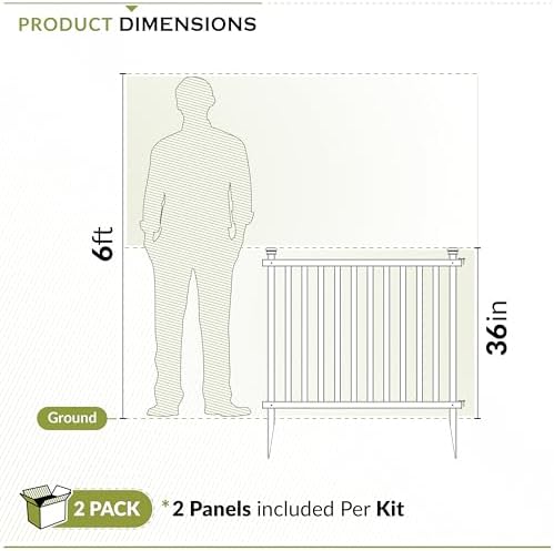 Zippity Baskenridge Picket Fence Panels, White Vinyl DIY No Dig Kit