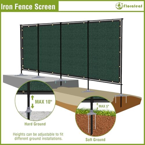 6'x12' Privacy Fence Sets with Iron Poles Outdoor Mesh Shade Net Cove...