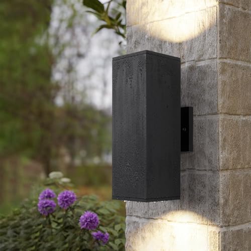 mirrea 14" Modern Outdoor Porch Light in 2 Lights, Matte Black, 2 Pack |...