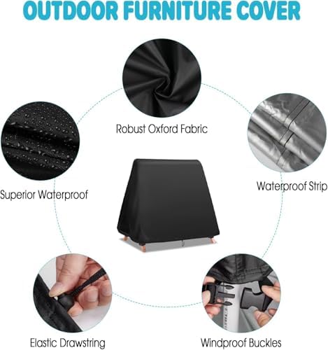 Waterproof Patio Swing Cover 84x63x70in with Drawstring