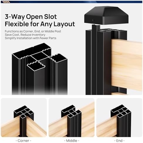 5 Pack 8FT Inground Aluminum Fence Posts for 6FT Privacy Panels