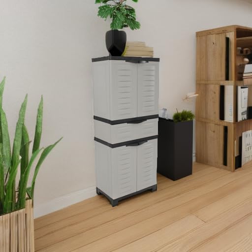 Sunnydaze 57" Garage Storage Cabinet with Doors & Shelves, Gray